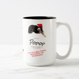 Rolig julbild på hund Jag älskar min Popop Två-Tonad Mugg