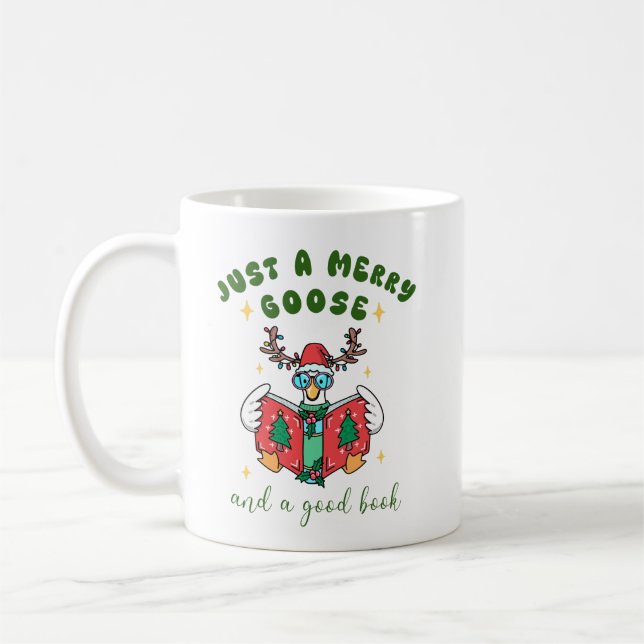 Rolig julbokälskare bara en glad gås kaffemugg (Vänster)