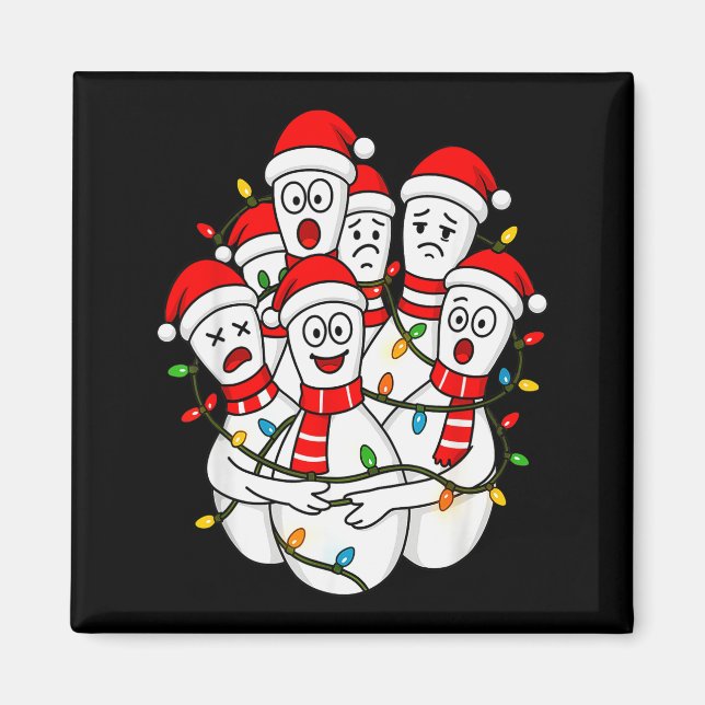 Rolig julbowling Santa Bowling Ns Team Män  Magnet (Framsidan)