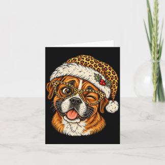 Rolig julboxare med leopard-santahatt Söt Kort