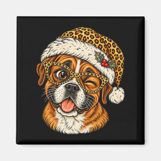 Rolig julboxare med leopard-santahatt Söt Magnet