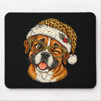 Rolig julboxare med leopard-santahatt Söt Musmatta
