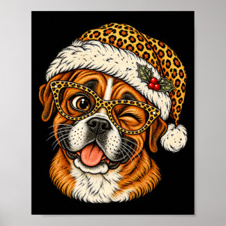 Rolig julboxare med leopard santahatt söt poster