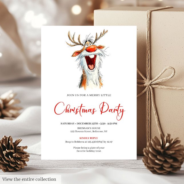 Rolig julcocktail julfest inbjudan   (Funny Santa Cocktail Christmas Party Invitation Template

)