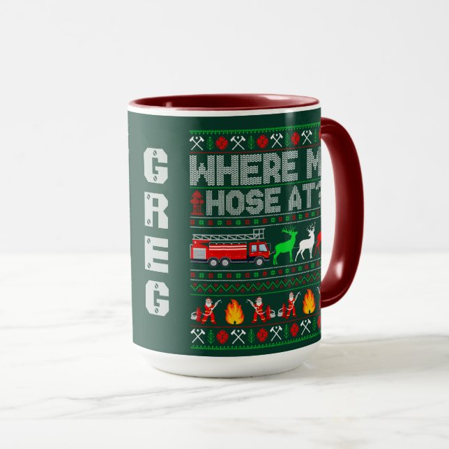 Rolig juldesign för brandmän mugg (Framsida höger)
