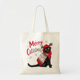 Rolig juldesign med svart katt tygkasse