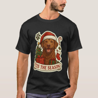 Rolig Julens Tid Chesapeake Bay Retriever Hund T Shirt