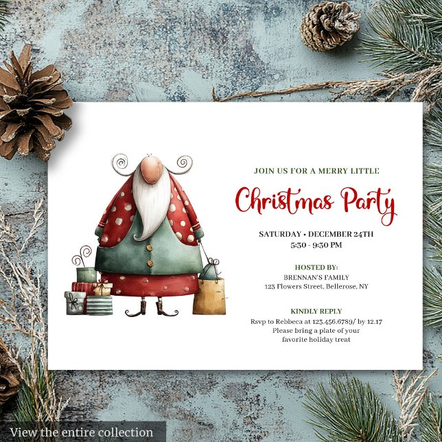 Rolig julfarbror vattenfärg julfest inbjudan (Funny Santa watercolor Christmas party invitation

)