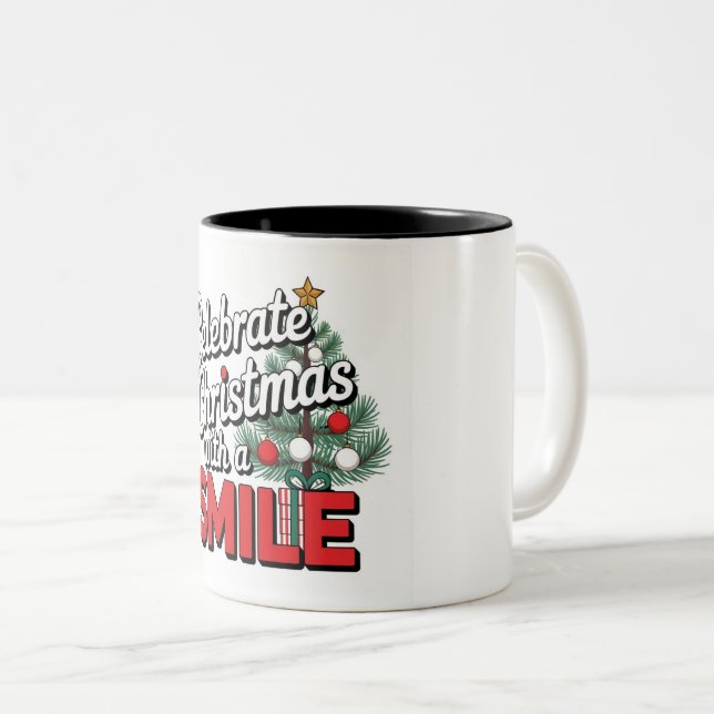 Rolig Julfirande med en leende mugg (Framsida höger)