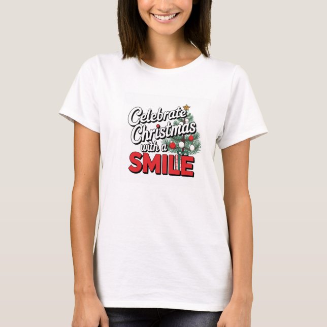 Rolig Julfirande Med Ett Leende T-Shirt (Framsida)