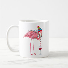 Rolig julflamingo med vin kaffemugg