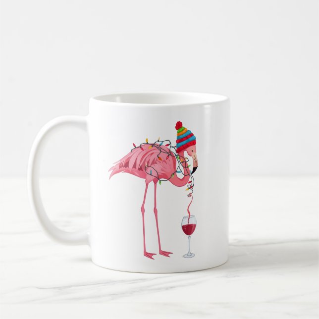 Rolig julflamingo med vin kaffemugg (Vänster)