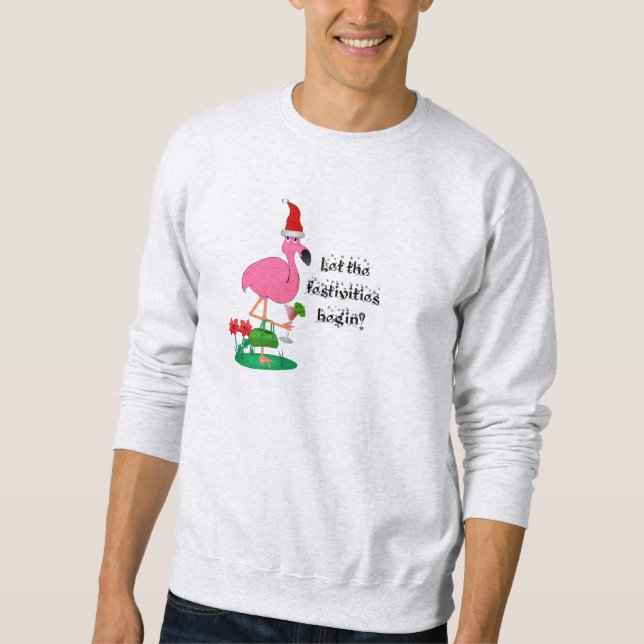Rolig julFlamingotröja Lång Ärmad Tröja (Framsida)