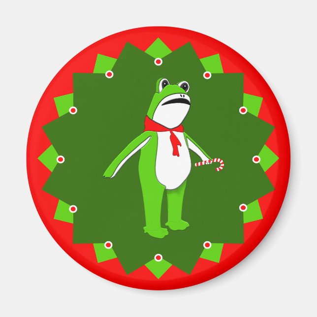Rolig julfröjd groda magnet (Framsidan)
