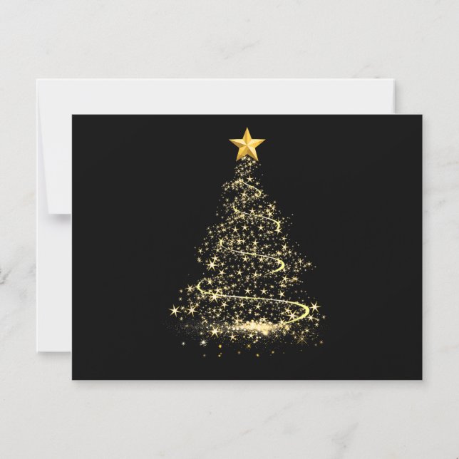 Rolig julgran i guld God jul Pyjamas Magnetisk Inbjudningskort (Framsida)