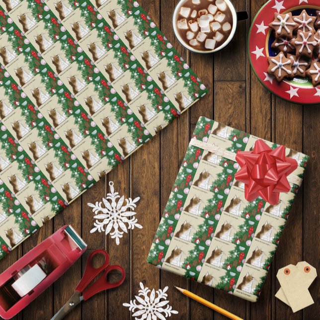 Rolig Julgran Inspektion Trefärgad Katt Julfirande Presentpapper (Skapare uppladdad)