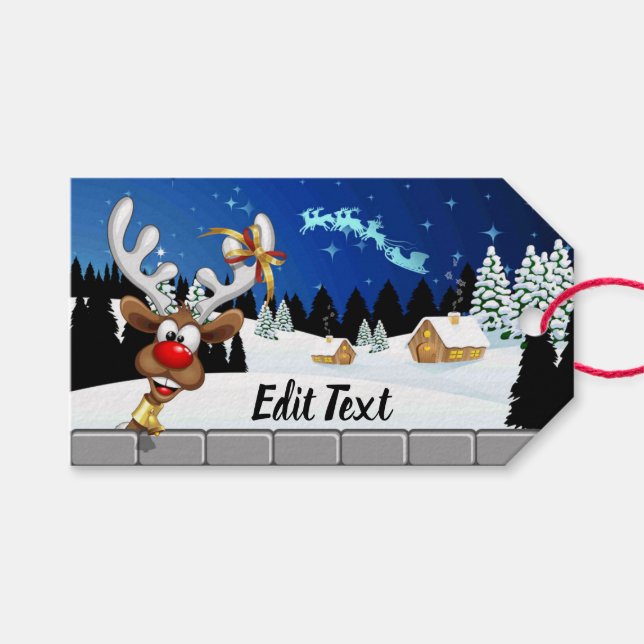 Rolig julgranstittande ren julmemes presentetikett (Framsidan (Horisontell))