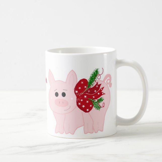 Rolig julgris med talesätt kaffemugg (Höger)