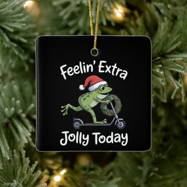 Rolig julgroda Känner mig extra glad i dag  Julgransprydnad Keramik (Träd)