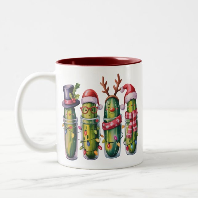 Rolig julgurka Gurkor Höckergurka  Två-Tonad Mugg (Vänster)