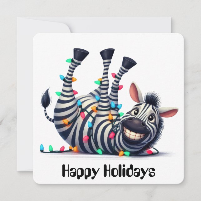 Rolig julhälsningskort med zebra julkort (Framsida)