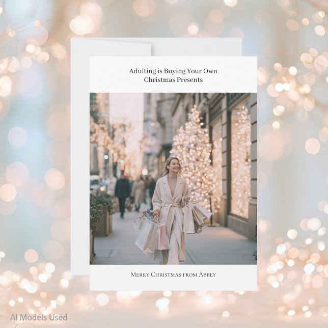 Rolig julhandelsfoto  julkort (Funny Christmas Shopping Holiday Card)