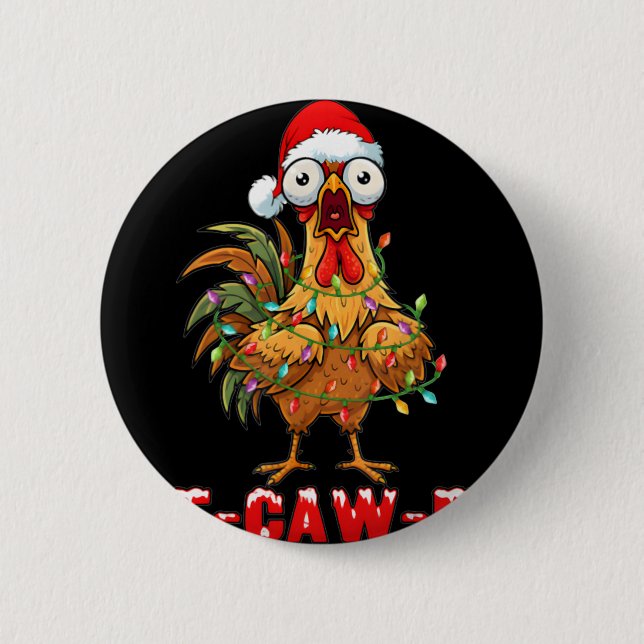 Rolig julhane F Caw F Rooster Funny Christmas Bird Knapp (Framsida)