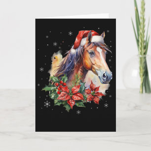 Rolig julhäst Santa hatt djur ridning Kort