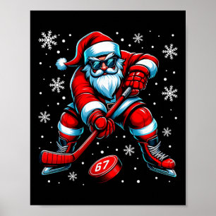 Rolig julhockey Cool Santa Claus 6 7 Meme T Poster