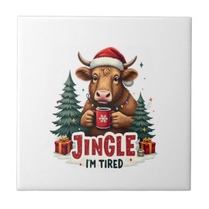 Rolig julhöglands ko vintage jul citat kakelplatta
