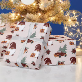 Rolig julillustration med tomte presentpapper