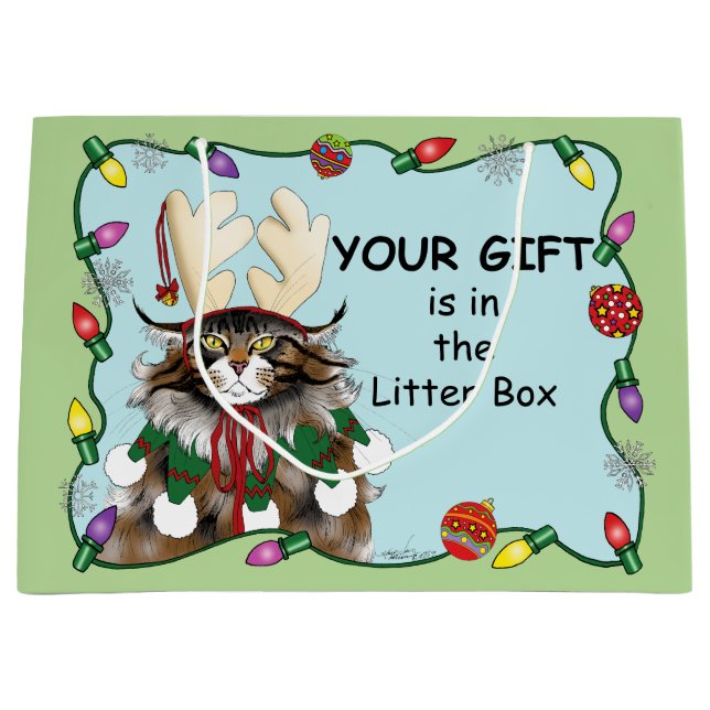 Rolig julkatthumor Maine Coon Grön Rolig (Framsidan)