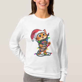 Rolig julkatts-t-shirt | Söt present för högtider T Shirt