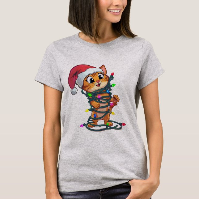 Rolig julkatts-t-shirt | Söt present för högtider  T Shirt (Framsida)
