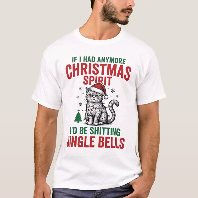 Rolig julkattsande gammaldags gravyrdesign t shirt (Framsida)