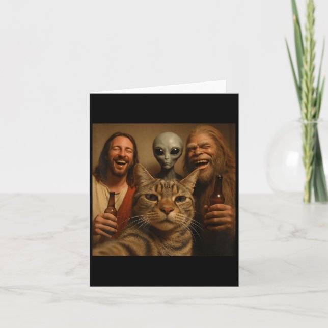 Rolig julkattselfie Bigfoot En utomjording &  Kort (Framsida)
