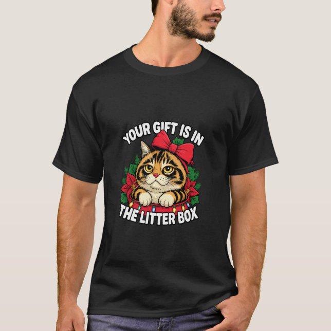 Rolig julkattspresent i kull kattälskare H T Shirt (Framsida)