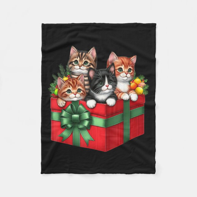 Rolig julkattspresentlåda Meowy Cat Love män Fleecefilt (Framsidan)