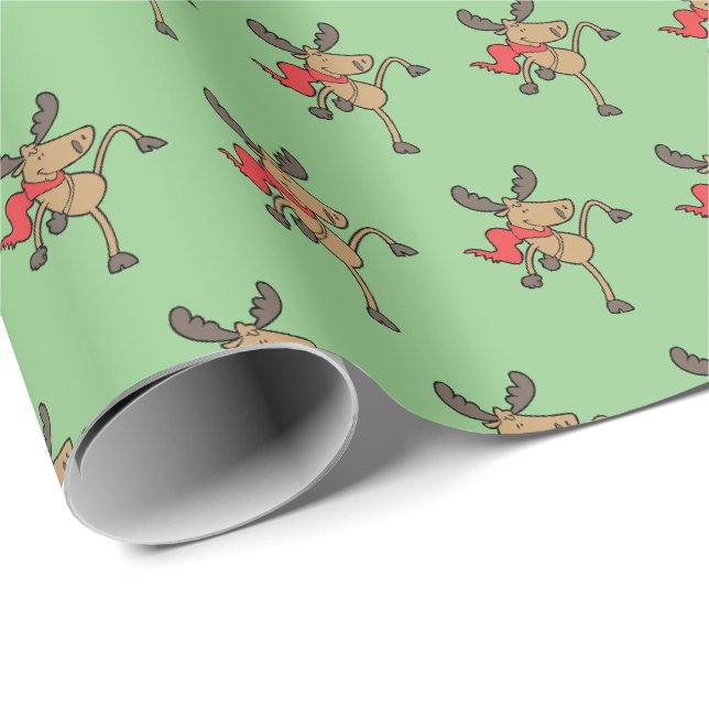 Rolig julklappsinslag med älg presentpapper (Rullad Hörn)