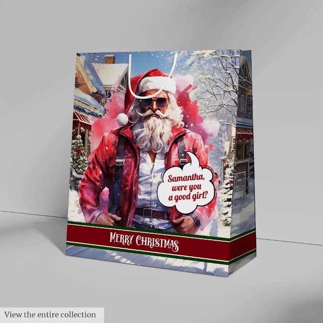 Rolig julklappspåse Stilig Tomtepresent (Funny Christmas Gift Bag Handsome Santa Keepsake)