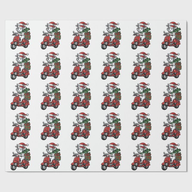 Rolig julko på scooter vintage design_ presentpapper (Platt)