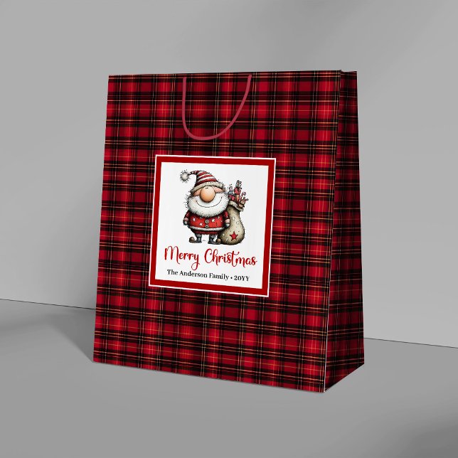 Rolig julkonstig tomtevattenfärg presentpåse (Funny Christmas Quirky Santa Watercolor Gift Bag)