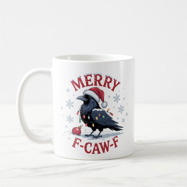 Rolig julkorp Glädj-F-Kor-P svart fågel Kaffemugg (Vänster)