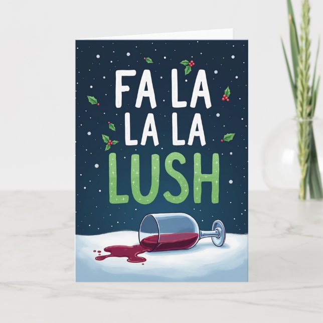 Rolig julkort Fa La La La Lush Vindrickare Kort (Framsida)