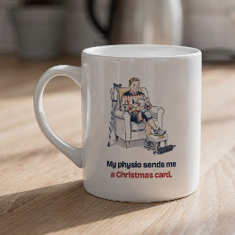 Rolig julkort för sjukgymnast, skadat löparkrus kaffemugg
