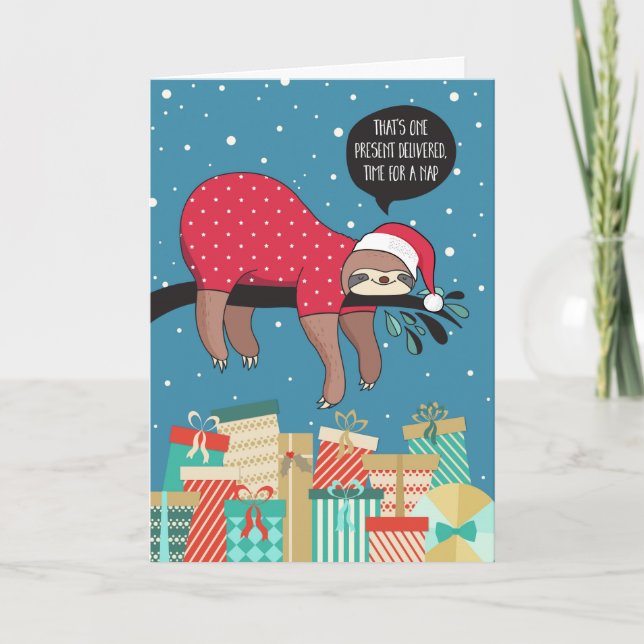 Rolig julkort - Lutfattiga Tomte Helgkort (Framsida)