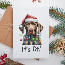 Rolig julkort med hund – Citatet 'It's Lit'