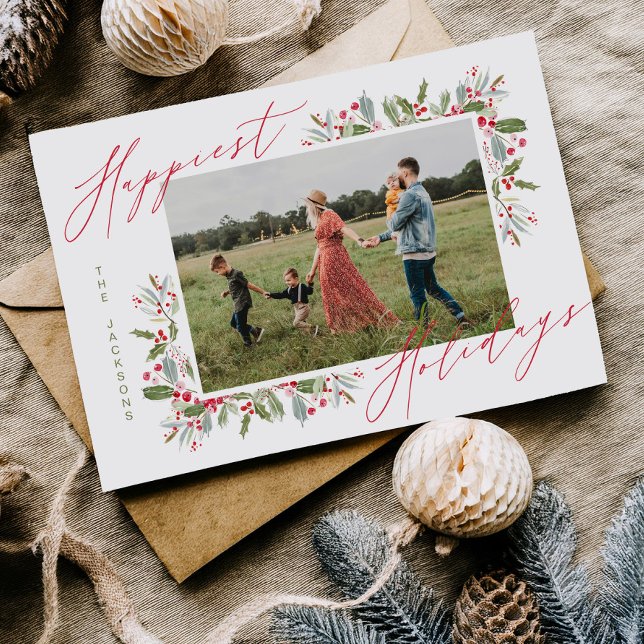 Rolig julkort med jullycka familjefoto (Skapare uppladdad)