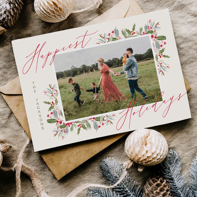Rolig julkort med jullycka familjefoto (Skapare uppladdad)