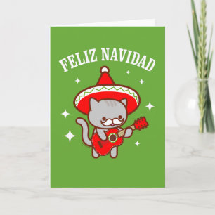 Rolig julkort med katt: "FELIZ NAVIDAD" Kort